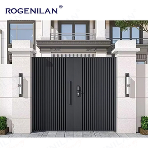 Puertas con recubrimiento de polvo de aluminio Rogenilan, apertura eléctrica automática, patio de seguridad, puertas de rejilla de entrada principal <span class=keywords><strong>para</strong></span> exteriores - Product Image 2