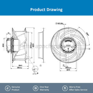 Ventilador Centrífugo EC de 560 mm, 400 V, 3950 W, 6.0 A, 1780 RPM, para R3G560-8317081579, Unidad de Tratamiento de Aire OEM/ODM, Ventilador de Reequipamiento - Product Image 4