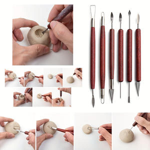 Juego <span class=keywords><strong>de</strong></span> herramientas <span class=keywords><strong>de</strong></span> <span class=keywords><strong>arcilla</strong></span> <span class=keywords><strong>de</strong></span> madera roja <span class=keywords><strong>de</strong></span> seis piezas con removedor <span class=keywords><strong>de</strong></span> huellas dactilares y herramientas <span class=keywords><strong>de</strong></span> modelado - Product Image 3
