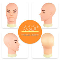 Tête de mannequin homme en PVC souple, modèle réaliste de tête chauve pour la fabrication de perruques, la pratique du coiffage et l'affichage de toupets