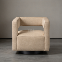 Fauteuil pivotant en tissu, fauteuil cube moderne rembourré, fauteuil de détente individuel pour salon