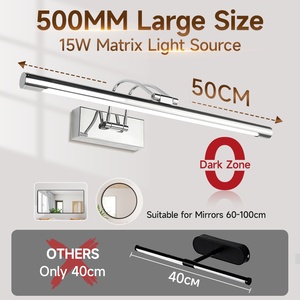 Luminaire Mural LED pour <span class=keywords><strong>Miroir</strong></span> 15W 50CM, Éclairage <span class=keywords><strong>de</strong></span> Maquillage et <span class=keywords><strong>de</strong></span> <span class=keywords><strong>Salle</strong></span> <span class=keywords><strong>de</strong></span> <span class=keywords><strong>Bain</strong></span>, Couleur Chrome, Lumière Frontale pour <span class=keywords><strong>Miroir</strong></span> LED / Lumière <span class=keywords><strong>de</strong></span> Coiffeuse / Lumière <span class=keywords><strong>de</strong></span> Maquillage - Product Image 3