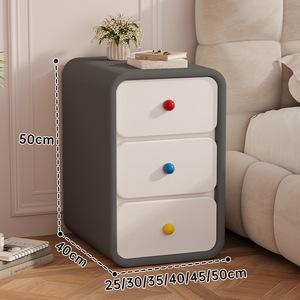 Solid Wood Small Minimalist Modern <strong>Compact</strong> Children's Cream-colored Ultra-narrow <strong>Bedside</strong> <strong>Table</strong> for Home Bedroom Storage Cabinet - Product Image 4