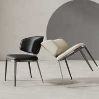Chaise de salle à manger minimaliste moderne de luxe en métal et simili cuir pour l'ameublement de la maison