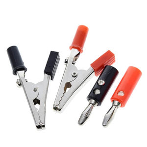 1 סט תנין מבודד סט קליפים פלסטיק כבל עופרת בדיקות אלליגטור קליפים קליפסים קליקים 52 מ "מ אורך + תקע בננה 4 מ" מ - Product Image 1