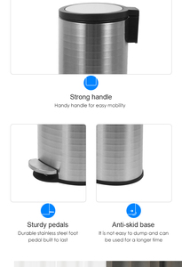 دلو تخزين حديث مستدير فضي من الفولاذ المقاوم للصدأ بسعة 12 لتر ناعم قريب - Product Image 6