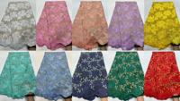 Dentelle suisse en voile 100% coton pur KC Fabric avec strass, 5 yards, broderie florale pour robe de mariée nigériane