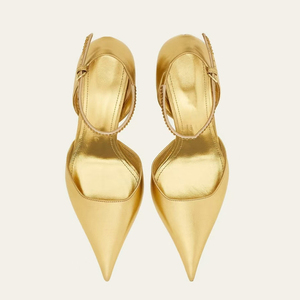 Sandalias de tacón alto con cuña y punta en pico para mujer, con logotipo personalizado, de charol, sexys, con tiras al tobillo, para verano - Product Image 6