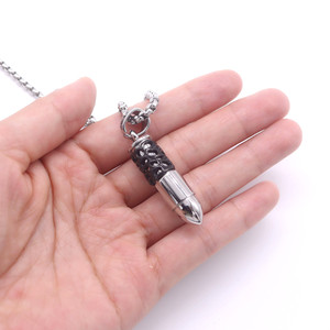 yunnique Titanium Steel Bullet Pendant <b>Necklace</b> Unisex Openable Gold Black Stainless Steel Gift Jewelry for <b>Couples</b> - Product Image 4