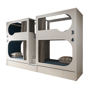 Cama litera de tamaño completo con panel de metal moderno estilo cápsula espacial, uso comercial, 1 año de garantía, para dormitorios escolares, albergues juveniles, personal de B&B - Product Image 5