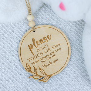 ป้ายไม้ตกแต่งสำหรับรถเข็นเด็ก ป้ายไม้ข้อความว่า โปรดอย่าสัมผัสหรือจูบลูกน้อย - Product Image 2