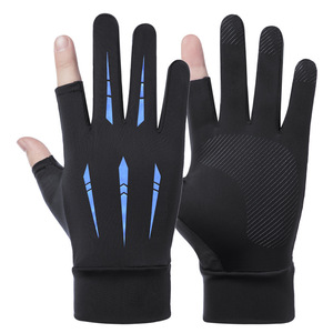 Autonomy Gants de protection solaire en soie glacée pour hommes, demi-doigts, respirants, antidérapants, pour la conduite, le cyclisme, la pêche, le travail de livraison, taille unique - Product Image 4
