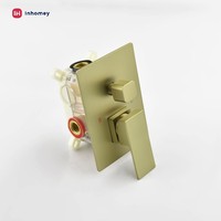 Ensemble de douche thermostatique en laiton doré brossé avec pommeau de douche céramique, système de douche pluie à 2 fonctions encastré, fabricant OEM pour salle de bain