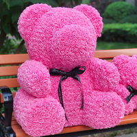 Articles cadeaux parfaits pour Noël et la Saint-Valentin : Ours en peluche géant de 70 cm avec roses artificielles en mousse
