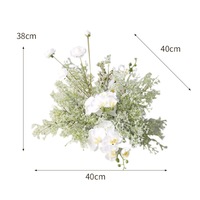 Chemin de table de mariage style Mori en soie blanche et verte, fleurs artificielles pour allée de mariage, arrangements floraux artificiels, palette de blanc