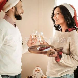 Bandejas de madera navideñas para servir carne, fruta, vino, picnic al aire libre, plato multifuncional para uso doméstico - Product Image 3