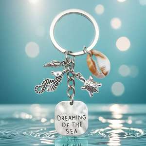 Брелок с логотипом морской тематикой, винтажный стильный брелок, подарки, модная сумка из цинкового сплава, брелки для ключей, морская улитка, лошадь, морская звезда - Product Image 2