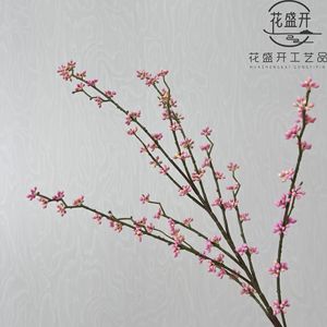 Rama de Flor de Acacia Artificial Naranja de Plástico y Seda de Alta Simulación para Decoración de Bodas, Rama Individual - Product Image 5