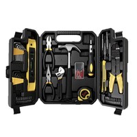 Ensemble de boîtes à outils en acier allié à trois compartiments, kit d'outils manuels d'urgence pour la maison et la voiture, boîte à outils portable, outils de quincaillerie fabriqués en Chine