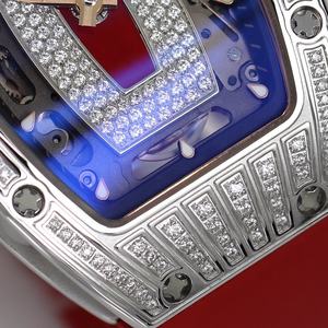 Montre mécanique automatique de luxe pour femme, design creux incrusté de diamants, forme de baril à vin, miroir saphir - Product Image 6