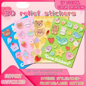 Wholesale Bulk 3D Epoxy Resin <b>Sticker</b> Sheets Custom <b>Waterproof</b> Eco-friendly Reusable Cartoon UV Printed Kiss Cut <b>Stickers</b> - Product Image 4
