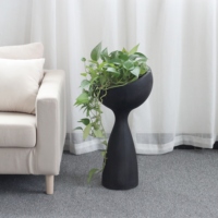 Grand pot à fleurs en ciment de forme irrégulière, noir et blanc, pour intérieur et extérieur, écologique, décoratif
