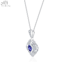 New Wholesale Export Sapphire Exquisite Pendant <b>Necklace</b> Jewelry 18K Solid White Gold Real Natural Diamonds Pendant <b>Necklace</b> - Product Image 3