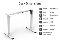 Bureau électrique réglable en hauteur 2SR2B Nate, table de bureau à moteur unique pour position assise-debout
