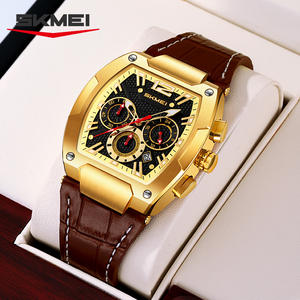 Montre pour homme en cuir, étanche, avec cadran à barillet, personnalisée, sport, affaires, phase lunaire, chronographe, mouvement à quartz simple, dessin animé - Product Image 1