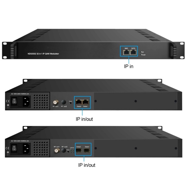 NDS3332 IP QAM 32 in 1 Modulator Multiplexing Scrambling IP Modulator DVB-C IPQAM 3 GE Port Modulator