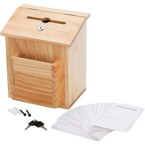 Caja de sugerencias duradera marrón de madera al por mayor personalizada de fábrica caja de donación de madera - Product Image 4