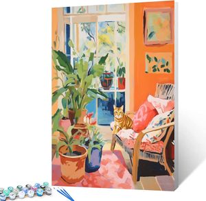 Peinture numérique encadrée SONGWOO : Kit de peinture à l'huile numérique pour adultes, peinture par numéros de chaton à faire soi-même - Product Image 1
