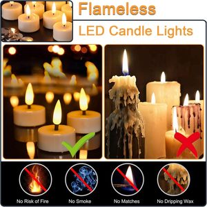 Mini bougies LED à flamme vacillante 3D, lot de 6, décorations romantiques pour la maison, différentes tailles, pour mariage - Product Image 2