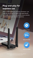 Adaptador USB Inalámbrico de Alta Ganancia 2 en 1 BL-WDN900AXBT AX900 Wi-Fi6 BT 5.4, Tarjeta de Red Inalámbrica Externa para Computadora Portátil y de Escritorio