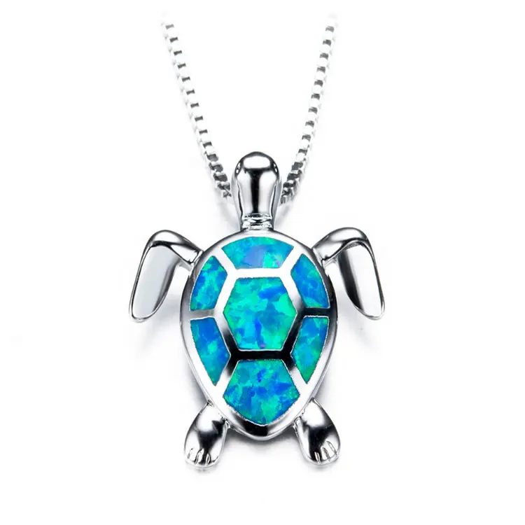 Bincho Europe and America Wedding Pendant Accessories Platinum Heart Of The Ocean Turtle Opal Necklace for Women