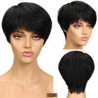 Rebecca Wig Lurus Pendek Rambut Brasil Grosir Murah Terlaris Wig Rambut Manusia Terbaik dengan Wig Potongan Pixie Rambut Manusia