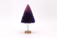 22.5Cm Mini Sapin de Noël Artificiel en Sisal Givré Base en Bois Pin avec Brosse à Bouteille Décoration de Noël Festive