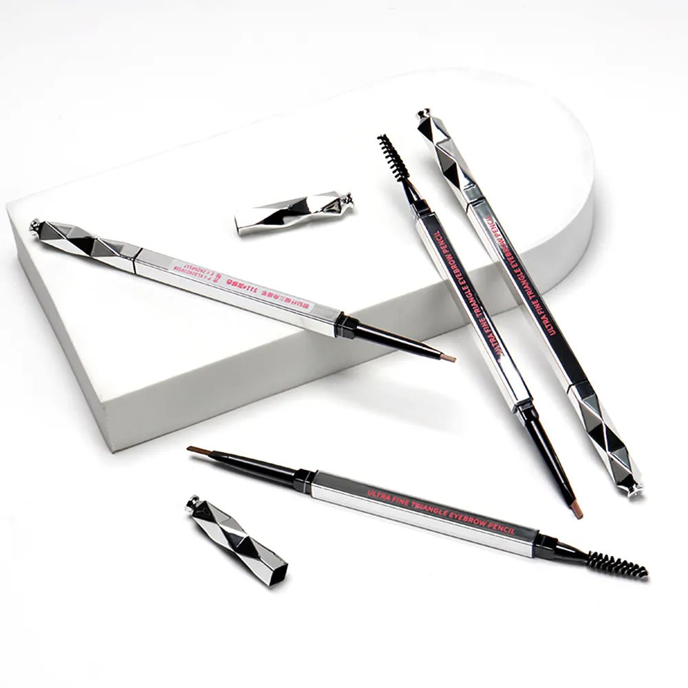 2022 stylo de tatouage de sourcils personnalisé 1.5mm stylo de sourcil Triangle stylo de sourcil de marque privée stylo de sourcil de maquillage crayon de sourcil avec brosse