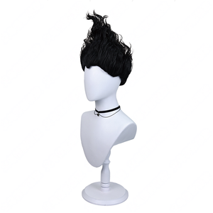 Perruque de cosplay Nezha le Garçon Diable, noire, courte, ondulée, à pointes, en <span class=keywords><strong>cheveux</strong></span> synthétiques, unisexe, pour les amateurs de cosplay, les fêtes et les jeux de rôle - Product Image 2