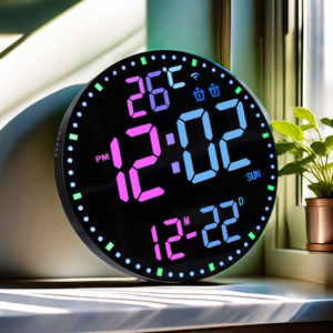Horloge murale numérique LED contrôlée par application <span class=keywords><strong>WiFi</strong></span> avec lumière RVB - <span class=keywords><strong>Réveil</strong></span> multifonctionnel - Product Image 3
