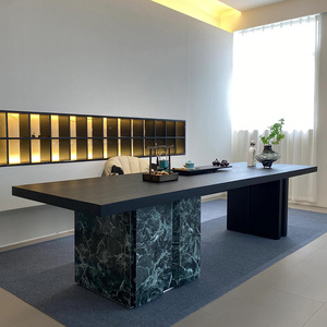 Ánh sáng sang trọng hiện đại rắn gỗ Bàn trà mở rộng đá tấm cao cấp óc chó văn phòng tiếp tân óc chó đá tấm bàn trà - Product Image 2