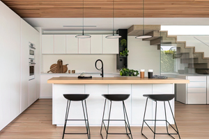 Vente en gros d'armoires de cuisine modernes en bois personnalisées avec comptoir îlot Livraison directe en usine Application au centre commercial Robinet inclus - Product Image 3