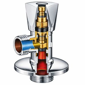 Robinet d'arrêt d'angle en laiton sans plomb chromé 1/2'' pour l'alimentation en eau des toilettes et des lavabos - Product Image 3