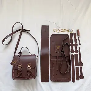 DIY PU Leather Purse Bag Satchel Making Sewing Kit,Handmade Handbag Sew Knit Stitch Woman Girl Birthday Holiday Day Gift