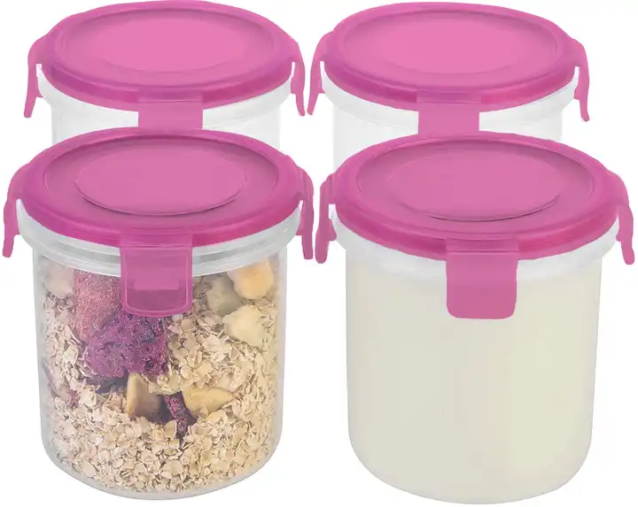 Leak-Proof Locking Overnight Oats Jars With Lid BPA-Free Plastic