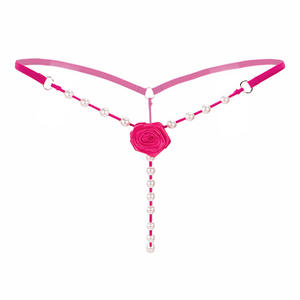 Europe et Amérique Belle Perle Sexy Taille Basse Ouvert String String <span class=keywords><strong>Sous</strong></span>-vêtement Femmes Rose Bikinis Strings - Product Image 1