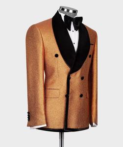 Ensemble de blazer slim fit en <span class=keywords><strong>velours</strong></span> <span class=keywords><strong>marron</strong></span> à double boutonnage pour hommes, mariage et affaires, vente en gros en usine de costumes de bureau - Product Image 2
