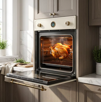 Four électrique à convection encastrable Cavallo Retro en acier inoxydable avec finition laiton antique, capacité 58L, efficacité énergétique A+, simple