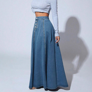 Jupe en jean de style européen et américain avec un design unique, jupe trapèze à simple boutonnage pour femme - Product Image 3