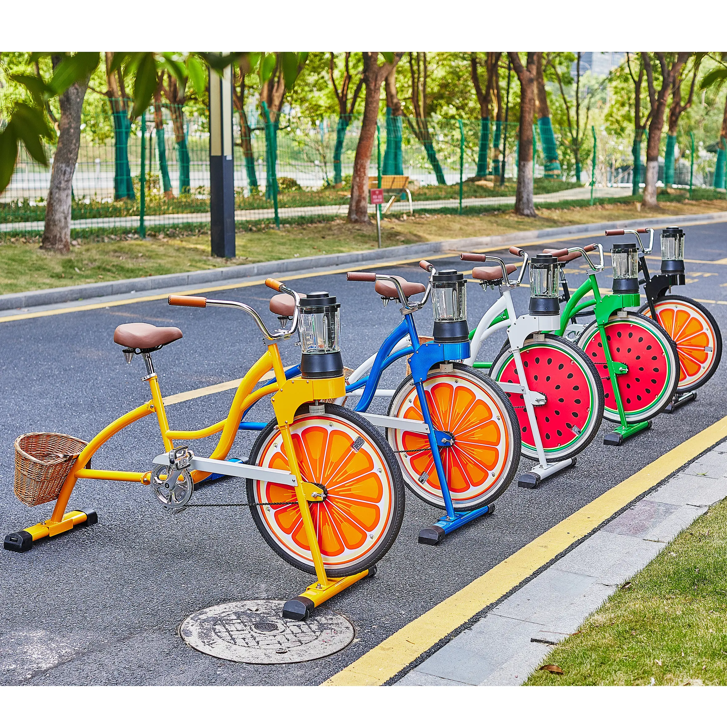 EXI เครื่องคั้นน้ําผลไม้ จักรยานสับผัก เครื่องปั่น จักรยานสําหรับขาย จักรยานครุยเซอร์สีส้มชายหาด